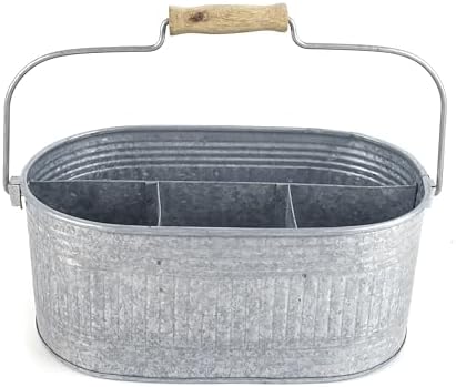 Alpha Living Home Farmhouse Utensils Caddy, Antique Gray, 18.5 x 14.5 x 3 in