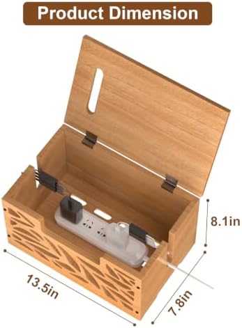 Large Cable Management Box, Wooden Cord Hider Box for Power Strip