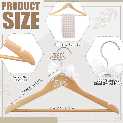 Yuntau Bride Hanger for Wedding Dress Wooden Mrs Hanger,Brown,Bride