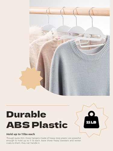 HOUSE DAY Slim Plastic Hangers with Non Slip Rubber Pads, 100 Pack, Pink