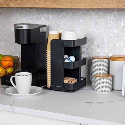 Mind Reader Cup Condiment Carousel, Countertop Organizer, Coffee Bar Accesories, Kitchen, Stirrers, 8"L x 8"W x 12"H, Bl