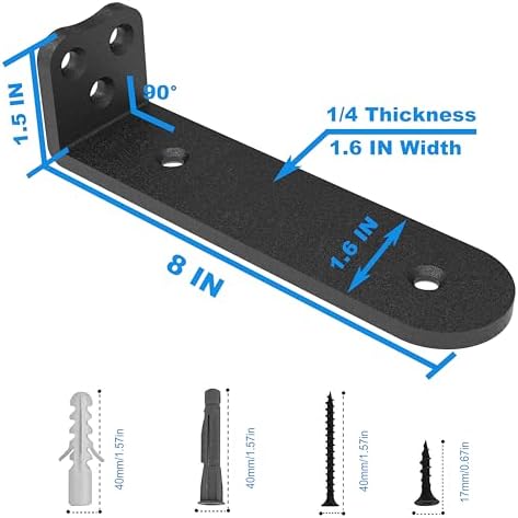 Eurydice Heavy Duty Floating Shelf Brackets, 1/4 in Thick 8 in 4Pack Black