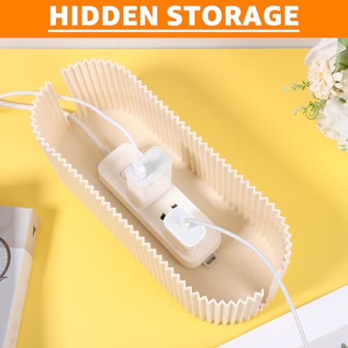 2Pcs Cable Management Box, 13 × 5.12 × 4.33 inch Plastic Cord Hider Box with Wood Lid, Hidden Storage Cord Organizer Box