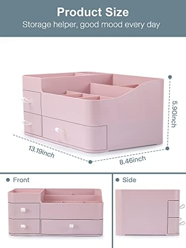 Makeup Organizer with Drawers,Large Capacity Countertop Organizer for Vanity,Bathroom and Bedroom Desk Cosmetics Organiz