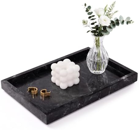 Marble Bathroom Tray for Countertop & Home Decor, Natural Decorative Marble Tray for Jewelry & Perfume Organizer, Luxury