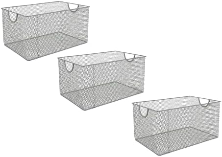 YBM Home Kitchen Pantry Organizer Wire Basket for Shelves, Cabinets, Pantry, Countertop, Mesh Open Storage Bin Metal Bas