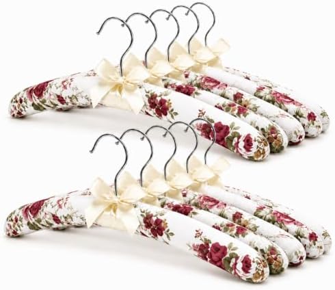 Long Floral Padded Hangers for Women Clothing, Sweaters, Clothes, 10 Pack
