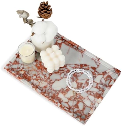 100% Marble Vanity Tray for Bathroom Counter, Kitchen, Coffee 11.8"