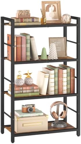 HOOBRO 4-Tier Bookshelf, Standing Tall Bookcase, Vertical Storage Shelf