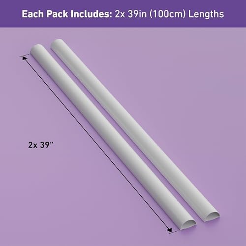 D-Line Half Round Cord Hider, Patented Cable Cover, Hide TV Wall Mount Wires, Raceway for Cords, Decorative Wire Covers,