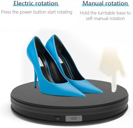 YVV Black 13.8in Rotating Display Stand, USB Powered 360 Rotating Turntable, Electric Turntable Display for Product Phot