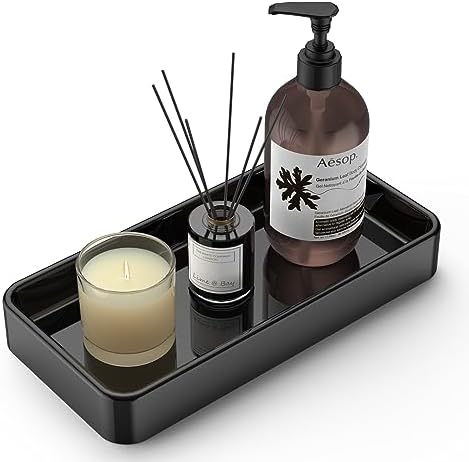 Gurygo 8" Ceramic Kitchen Soap Tray - Small Rectangular Vanity Tray for Bathroom - Countertop and Vanity Tray - Comestic