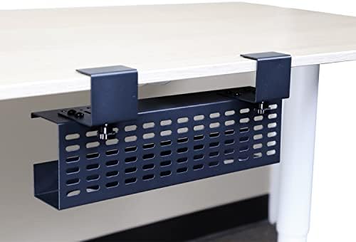AEONS Under Desk Cable Management Tray Black Horizontal 16-inch Under Desk Removable C Clamp Mount Computer Cord Raceway