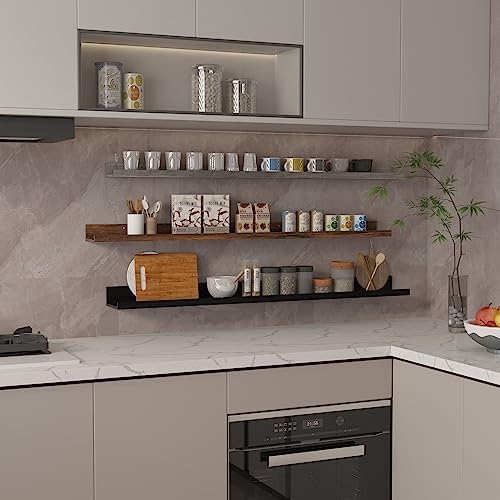 Giftgarden 47 Inch Multi Colors Floating Shelves for Wall Mount, Assorted Colors Wood Wall Shelf Ledge for Bathroom Bedr