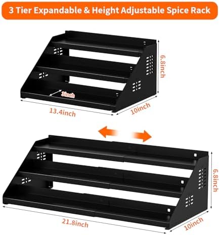 RCHYFEED 3 Tier Spice Rack Organizer for Cabinet,Expands 13.4 to 21.8 Inch