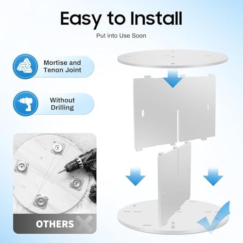 3-Tier Rotating Bookshelf,360° Spinning Corner Bookcase,Floor Standing Revolving Bookcase Storage Rack Narrow Book Shelf