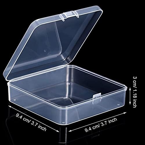 Jetec 6 Pieces Small Clear Plastic Storage Box, 3.7 x 3.7 x 1.2 Inch
