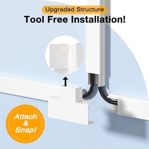 Delamu 157in Cord Hider Wall, TV Cable Hider Cord Covers for Wires on Wall, Large Cable Management Raceway, Paintable Wi