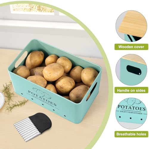Kitchen Vegetable Storage Set of 3, Metal Onion Garlic Potato Storage Set, Kitchen Canisters Vegetable Keeper Containers