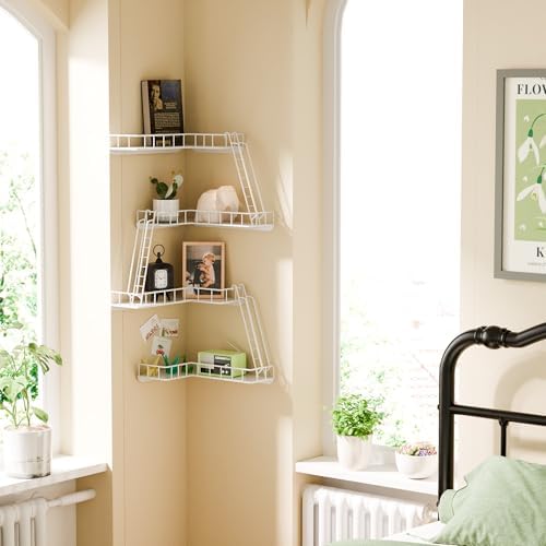 Fire Escape Wall Shelf - Modern City Style 4-Tier Corner Wall Shelves, Easy to Install Metal Ladder Shelf for Figures, N