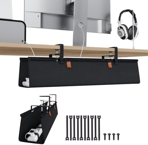 KEEGH No Drill Under Desk Cable Organizer, 30 inch Cord Management