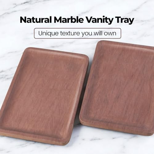 Karibiber Marble Vanity Tray, 11.8in Sandstone Bathroom Kitchen Tray for Countertop, Decorative Dresser Organizer, Perfu