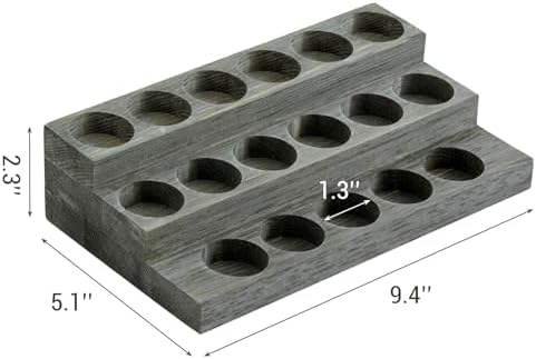 MyGift Set of 2 Gray Wood 3 Tier Essential Oil Display Stands