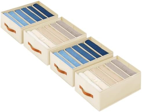 Homsorout Closet Organizers and Storage - Fabric Clothes Organizer with Handles, Foldable Jeans Organizer for Clothes, D
