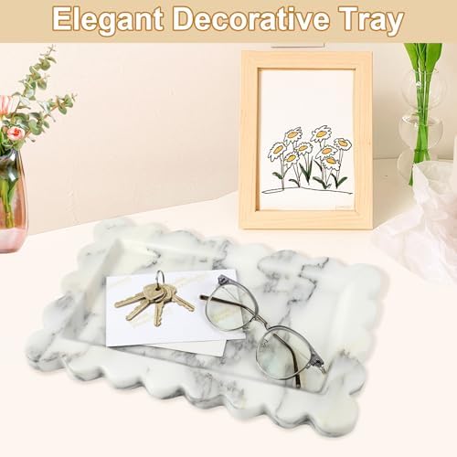 100% Marble Vanity Tray for Bathroom Counter, Kitchen, Coffee 11.8"