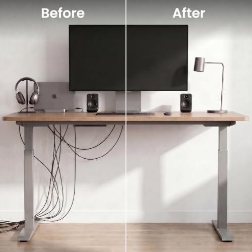 EVEO Cable Management Under Desk Kit (6 Units) - Under Desk Cable Management Cord Hider, Cable Hider Cord Management, Ca