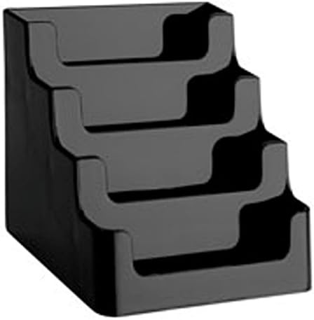 Marketing Holders Business Card Holder Countertop 4 Tier Acrylic Multi Slot Holds 3.5" x 2" Cards Space Saver Display for Offices and Medical Complexes Retail Shops Estate Agents Black
