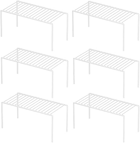 Redrubbit 6 Pack(10.6 x 5.1 Inch) Cabinet Storage Shelf Rack, Rustproof Kitchen Counter and Cabinet Shelf, Small Storage