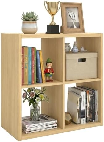 WannabeMyself【2026 Wooden Thick Frame】 4 Cube Storage Organizer with Anti-Tipping Kits, Reversible Open Back Book Shelf,