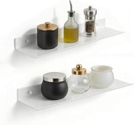 Z metnal White Wall Shelves, Small Corner Floating Bathroom Shelf, Lack Slim Metal Decor Display Modern Long Shelves for