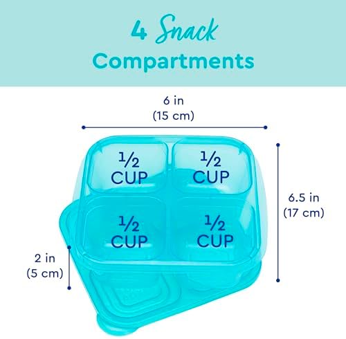 Bentgo Easyboxes 4-Compartment Snack Containers - 4 Trays & 4 Custom-Fit Lids to Seal in Freshness Reusable Food Storage & Meal Prep Bento BPA-Free Containers (Jewel Brights 10-Pack)