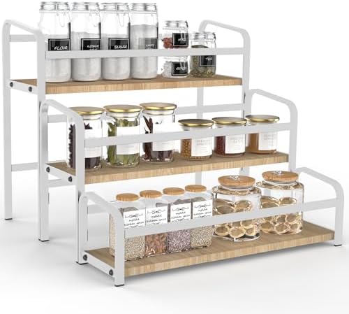 Spice Rack Organizer for Countertop , 3-Tier Spice Storage Holder with Magnetic Connetion for Kitchen , Durable Syrup Ra