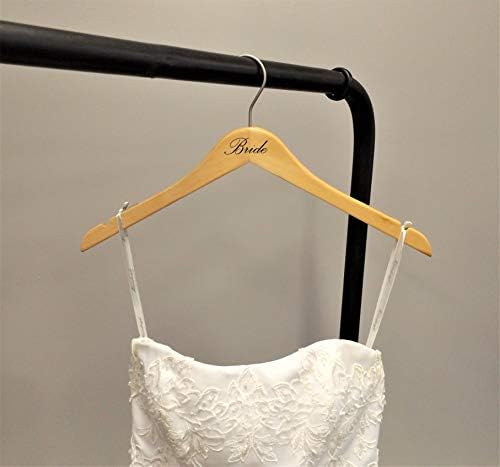 NAHANCO BG20017 Bridal Hanger Set, Natural Wood Hangers with Black Imprint (Bride and Groom), 17” (2 Piece Set)