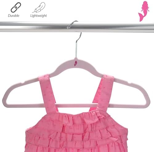 Simplify 25 Pack Kids Velvet Hangers | Slim | Non-Slip Design | Space Saving | Childrens Clothes | Shirts | Pants | Dresses | Baby Nursery | Closet Storage & Organization | Blush