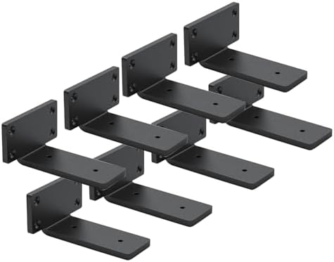8 Pack Shelf Brackets 4 Inch Floating Shelf Bracket 1/5 inch Thick Heavy Duty Hidden Shelf Brackets Iron Metal Brackets 