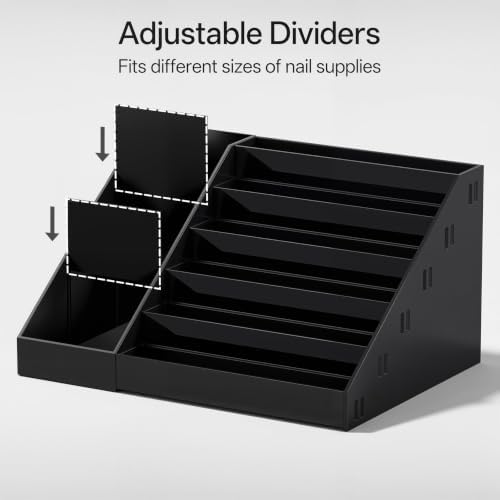 HBlife 6 Tier Nail Polish Organizer with Nail Supplies Organizer, Acrylic Nail Polish Holder & Display Stand for Gel Pol