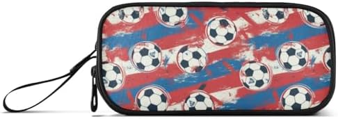 Football Large Pencil Case,Soccer Ball Big Capacity Pencil Pouch 3 Compartments,Zipper Pencil Box, Back to School Supplies for Teen Girls Boy Student College Adults,Travel Essentials black