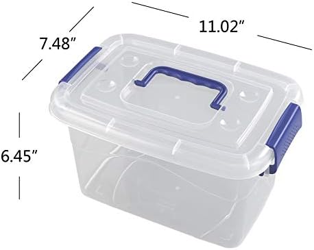 Small Plastic Storage Box with Lid, Clear Storage Box, Set of 6