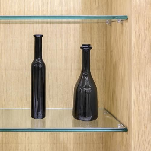 Dulles Glass 8" x 24" Floating Glass Shelf, 3/8" Thick Clear Tempered Glass, Flat Polished Edge, Shelf Only for Bathroom