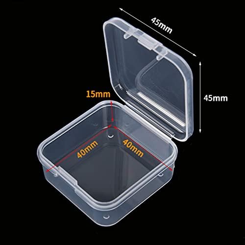 LJY 100 Clear Square Plastic Boxes, 1.77 x 1.77 x 0.8 in for Repair Parts