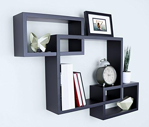 Ballucci Wooden Interweave Floating Wall Mounted Shelves, Horizontal and Vertical Display Storage Shelf for Living Room 