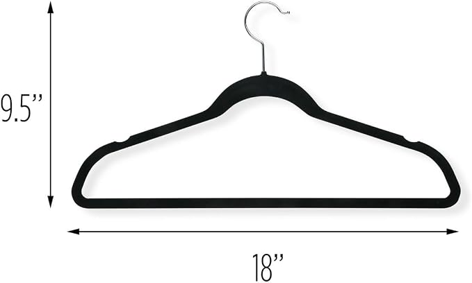 Honey-Can-Do HNG-01884 Thin Non-Slip Velvet Hangers, Black, 50-Pack