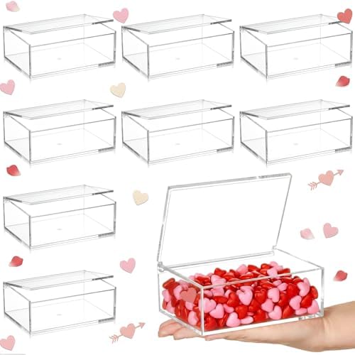 Blulu 8 Pcs Clear Acrylic Box with Lid, 5.51 x 3.94 x 1.97 Inch, Flip Style