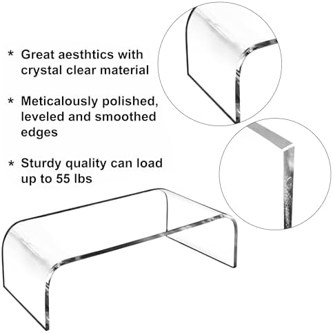 AMT Premium Acrylic Monitor Stand, Clear, Monitor Riser for Laptop/PC/Multimedia Monitor/Printer Stand for Home Office (