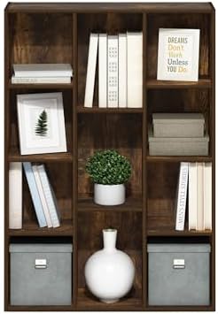 Furinno LUDER Book Shelf, 11-Cube Bookshelf, Reversible Bookcase, 9.4 x 29.1 x 41.7, Easy Assembly, for Living Room, Bed