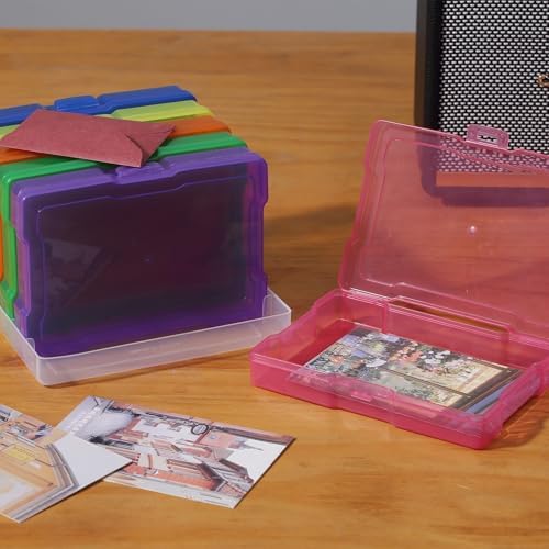 novelinks 6 Pcs 4"x6" Plastic Photo Storage Boxes with Tray (Color 2Pack)